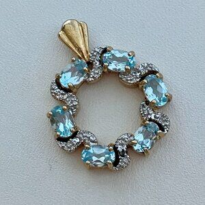 Blue topaz  925 Sterling Silver - Gold Plated Pendant